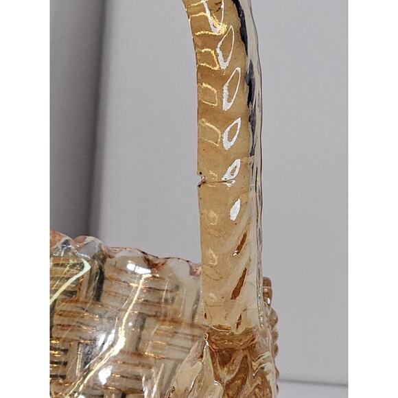 Vintage Yellowish-orange Glass Miniature Basket (Manufacturing Defects) - Picture 6 of 9